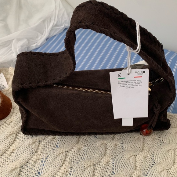 Cheval Firenze Shoulder Bag Womens Medium Brown Suede Beaded Tassel Made Italy - Picture 3 of 9